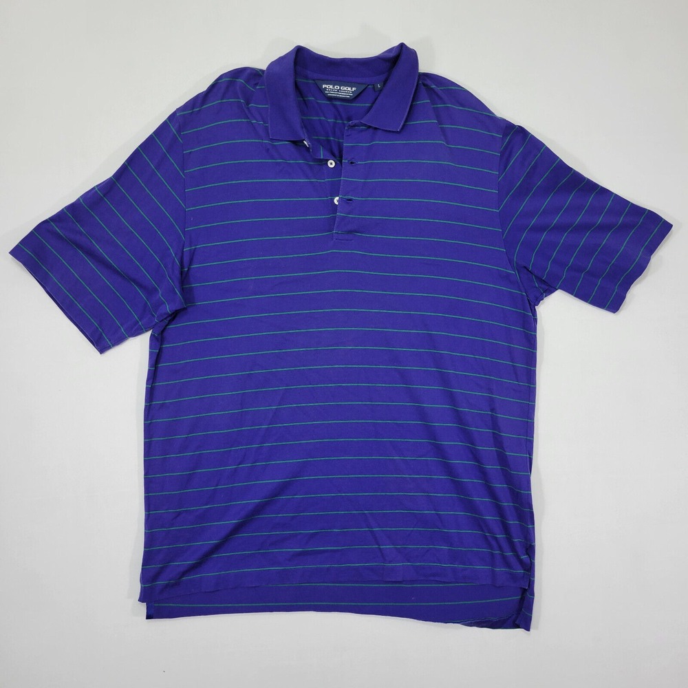 Polo Golf Ralph Lauren Men's Polo Shirt Purple Striped Pima Cotton Size Large